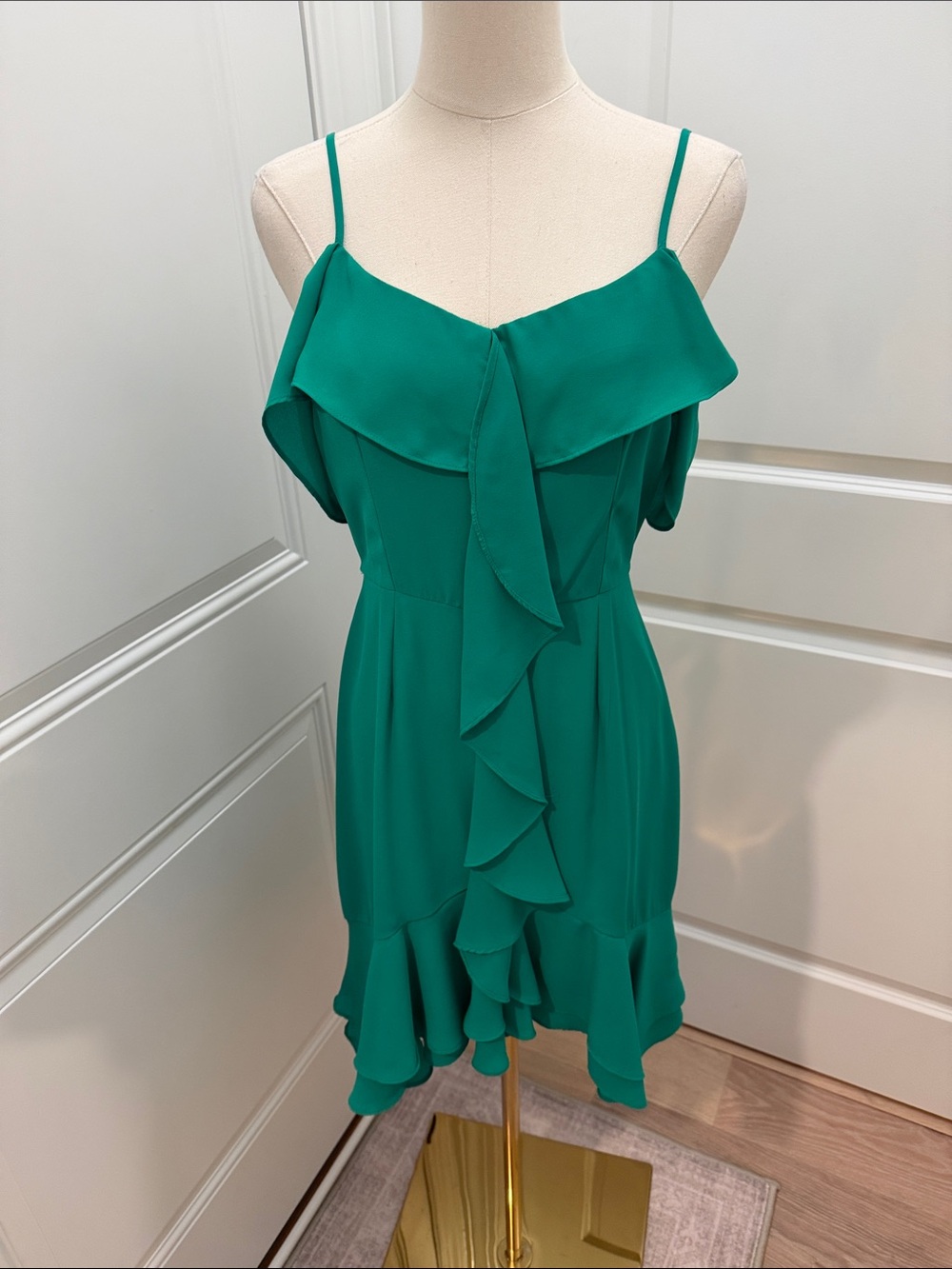 BB Dakota Emerald Green Ruffle Mini Dress